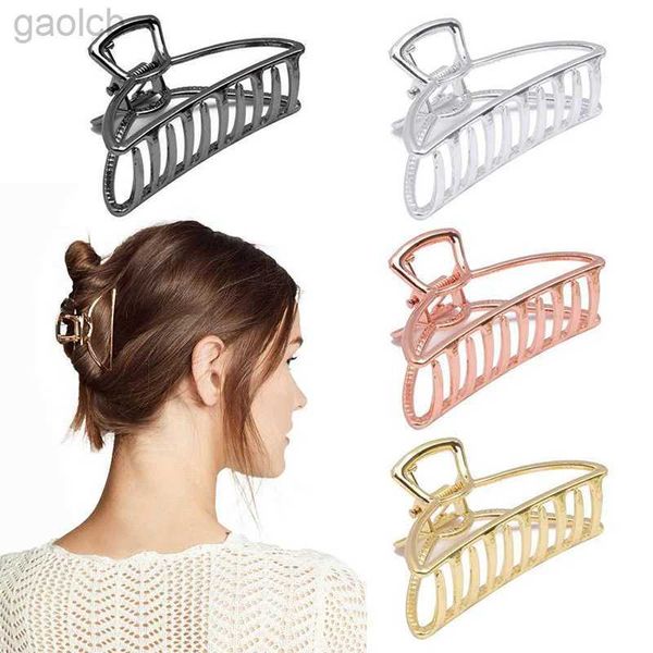 Clipes de cabelo Barrettes New Geometry Metal Hollow Hair Garra para Mulheres Garra Casa Casa Vintage Hairpin Banda da cabeça Cabine