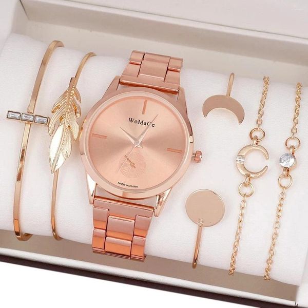 Pulseira de pulso Mulheres quartzo relógio Bracelet Set Pulso não mecânico Ajuste para o presente de aniversário do dia dos namorados ideal