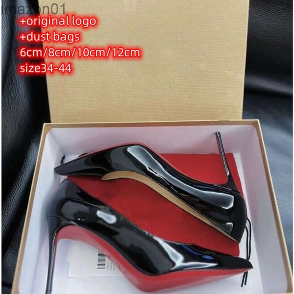Com caixa de calcanhar de fundo vermelho, sandálias clássicas de salto alto sapatos clássicos de 6cm de 8cm 10cm 12 cm de salto fino de salto de couro de nudez preto salto de couro pigalle wom4