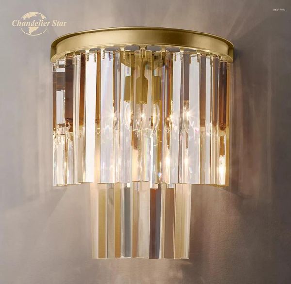 Duvar lambaları 1920'ler Odeon Sconce Modern Led Metal K9 Kristal Krom Pirinç Siyah Tiers Yatak Odası Oturma Odası Banyo Işıkları Lüminaire