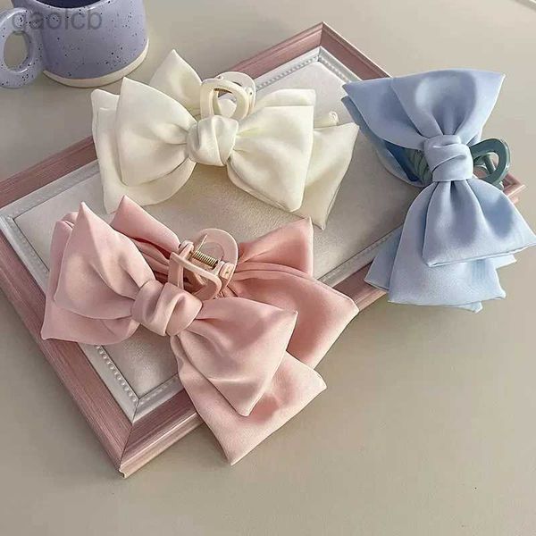 Clip per capelli barrette in stile coreano in stile coreano elegante bowknot artigli clip da donna donna solido colore grande bow bow cestino per copricapo acconciatura accessori ragazze 240426