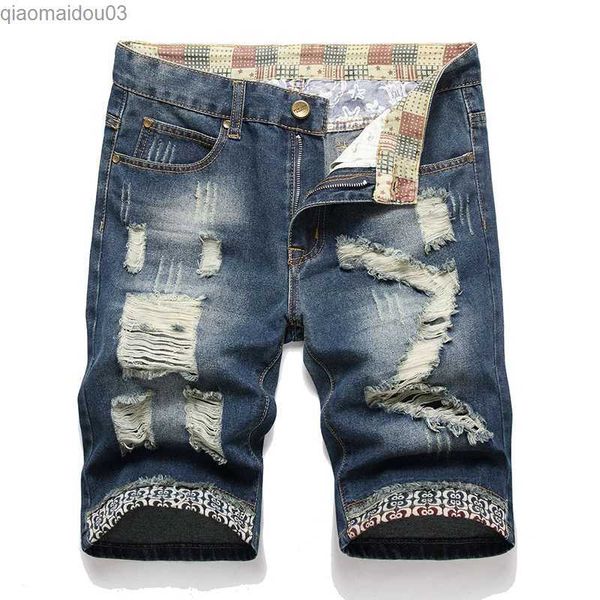 Herren Jeans Neue Denim Mens Shorts Lagarde Fashion Version Perforierte Kanten und Löcher Distressed Hosen plus Sizel2404