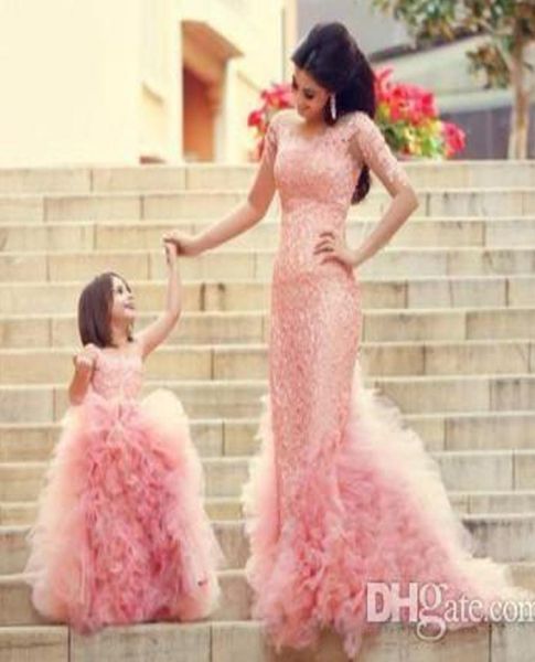 Novas roupas modernas para mãe e filha do baile de festas noturnas para crianças Saias de garotas vestido de vestido de mãe Only5098058