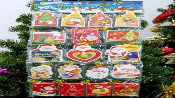 120pcslot 5cm5cm Babbo Natale Cards Ornamenti per alberi di Natale Etichette di sospensione di Natale Wishes Selling in Factory 3894904