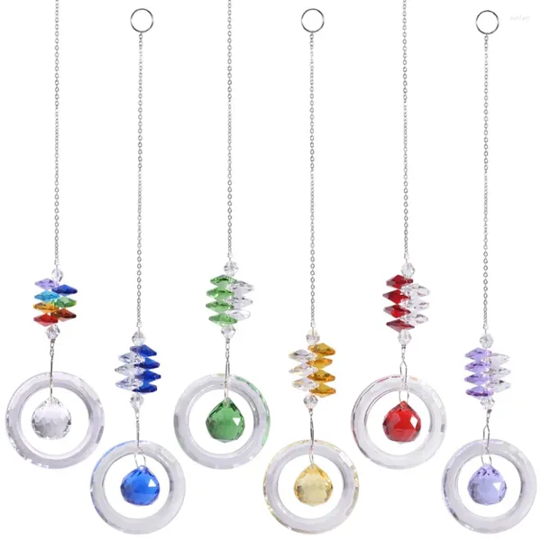 Estatuetas decorativas de cristal chakra bead suncatcher janela pendurada pendurado diy festas home decoração acessórios da sala de estar de vidro enfeites de vidro