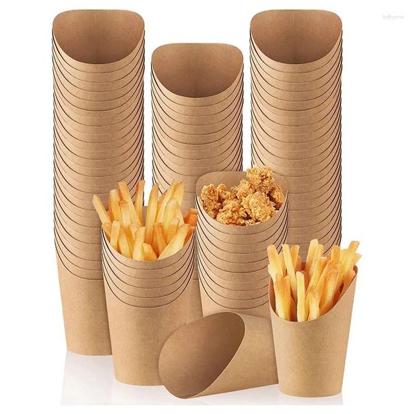 Coppe usa e getta cannucce 50 pezzi Fritta francese Fry Kraft Restagno Stall Stall Snack Container Container Snack gelati waffle