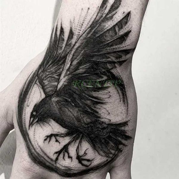 Tattoo Transfer wasserdichte temporäre Tattoo Aufkleber Eagle Crow Gothic Eye gefälschte Tatto Flash Tatoo Hände zurück Arm Art Tattoos für Jungen Frauen Männer 240426