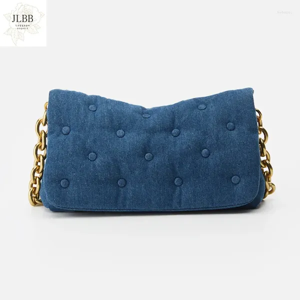 Bag Vintage Denim gesteppte Frauen Umhängetaschen Designer Dicke Ketten Handtaschen Luxus blau übergroße Messengerinnen Frau große Geldbörsen