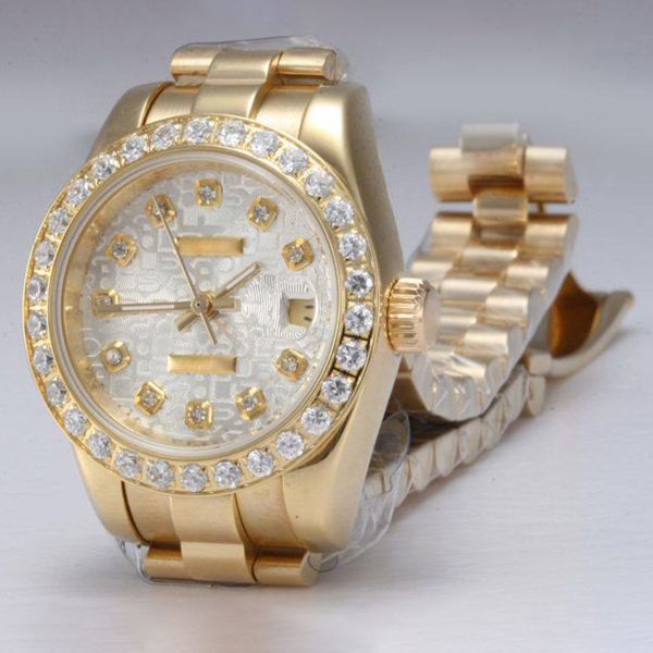Damond Watch Designer Luxury Mens Assista Diamond Automático Ouro Completo Com Diamante