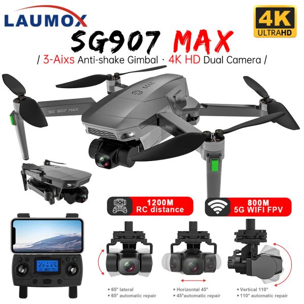 Drones laumox sg907 max 4k dron gps 5g wifi z 3axis Gimbal 25 Minut LOTU PROFESJONALNE ZDALNIE SEROWANY Quadcopter Dron SG906 Pro 2