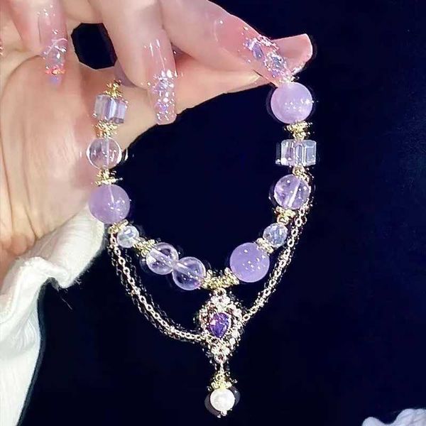 Nuovo coreano di perline Bracciale di perline ametiste adatto a donne Luce Luxuria Eleganti Accessori per gioielli a farfalla