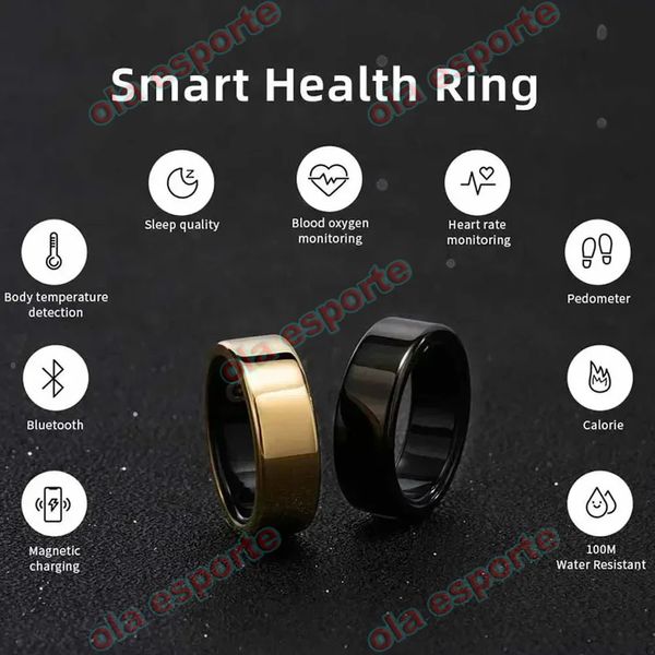 Fitness Tracker Ring Smart Health Frequenza cardiaco Monitoraggio Bluetooth Blood Oxygen Sleepleter Anello Digital Anello digitale Smart Finger 240412