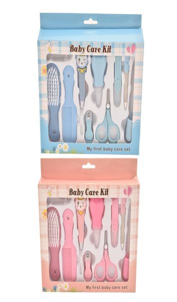 10pcsset Yenidoğan tırnak bakım kiti 10 set aspiratör saç tarağı makas fırça ve cila bebek tırnak makası bebek heathy bakım seti 8282673