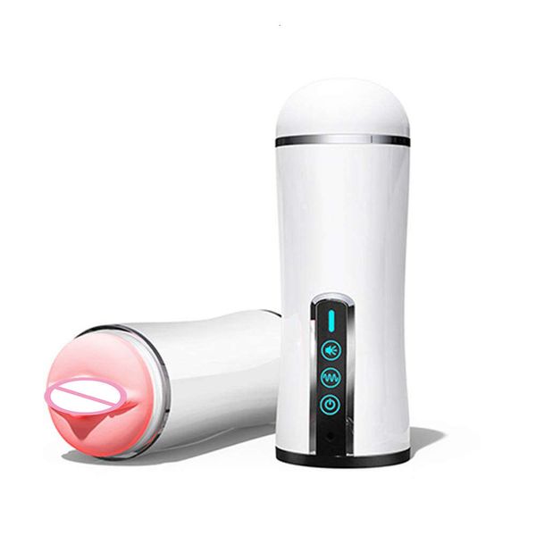 Liren é uma voz bêbada Vibratória Electric Male Masturbator Cup de garganta profunda Silicone 3D Bocina de bolso realista Brinquedo sexual oral para masturbação do homem
