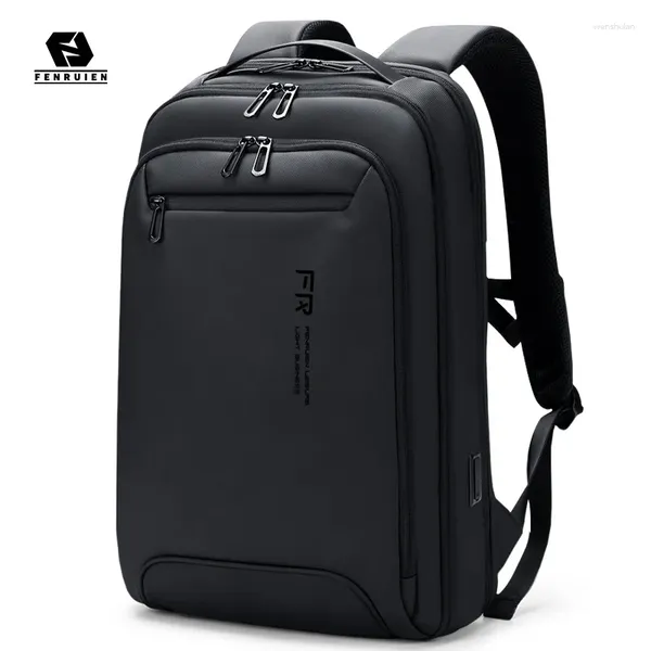 Sırt çantası Fenruien Slim 15.6 inç dizüstü bilgisayar çok işlevli gündelik iş erkekleri usb şarj okulu sırt çantaları unisex
