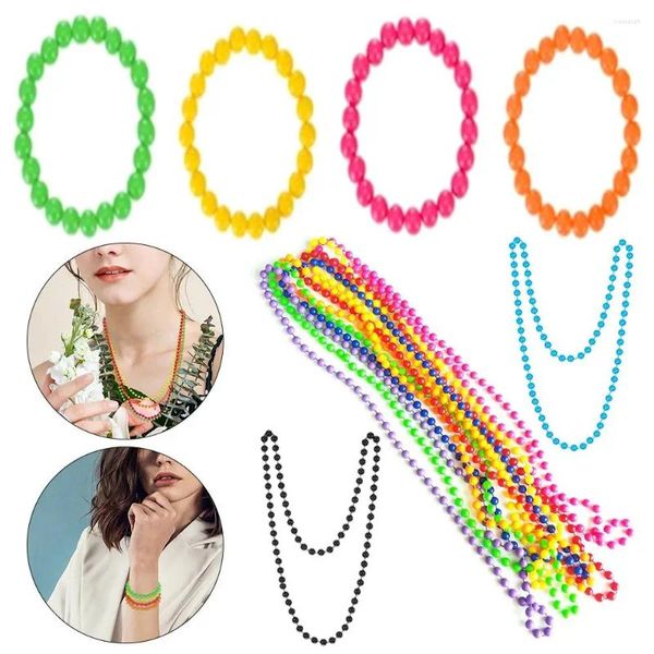 Catene da 4/8pc con perline collegate Collana set di bracciale set neon Corso colorato con colletto bohémien girocollo fluorescente bohemian