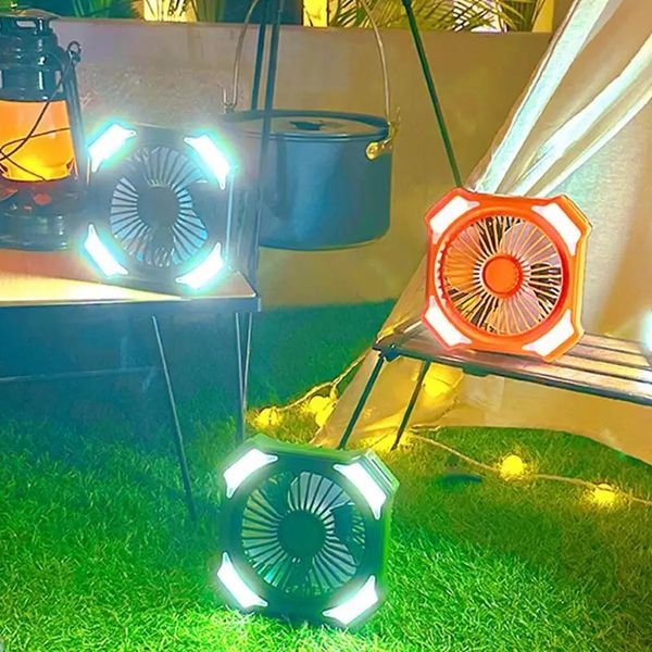 Вентилятор Camping Light 10000 мАч аккумуляторный аккумулятор с двойным моторным переносным светодиодом с подвесным крючком 240422