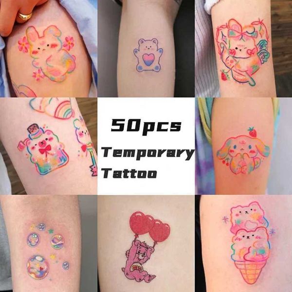 Tattoo Transfer 50 Blätter temporärer Tattoo Aufkleber Cartoon Graffiti gefälschte Tattoo wasserdicht