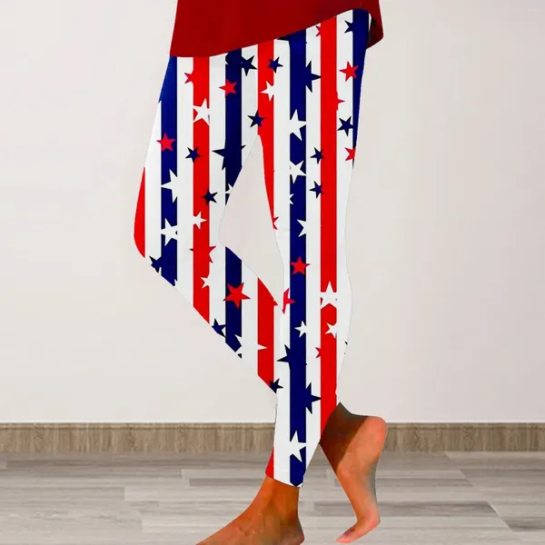 Leggings femininas Patriótico Cintura alta para mulheres Quarto de julho American Flag American Falta