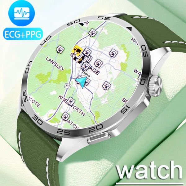 Relógios para Android iOS ECG Smart Watch Men Watch 4 Pro AMOLED HD Screen Bluetooth Call GPS Fitness Tracker ECG+PPG SmartWatch 2024 Novo