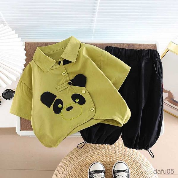 Set di abbigliamento per bambini cotone out vestiti per bambini estate ragazzi cartone animato panda shorts 2pcs/set next kid modafashi