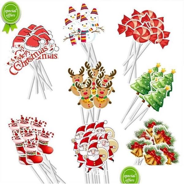 Diğer Etkinlik Partisi Malzemeleri 24/48pcs Karikatür Noel Pastası Topper Noel Baba Noel Baba Ağaç Cupcake Yıl Dekorasyon Noel Navidad D DH0NG