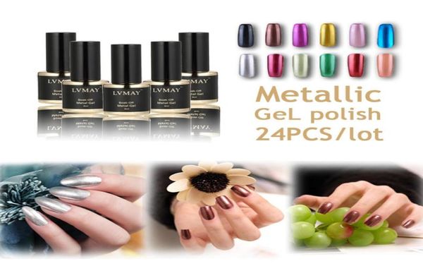 Whole24PCSLOT NEUE Europäische und amerikanische Mode Metallic Nagellack 12 Farben UV Gel Lack hochqualität