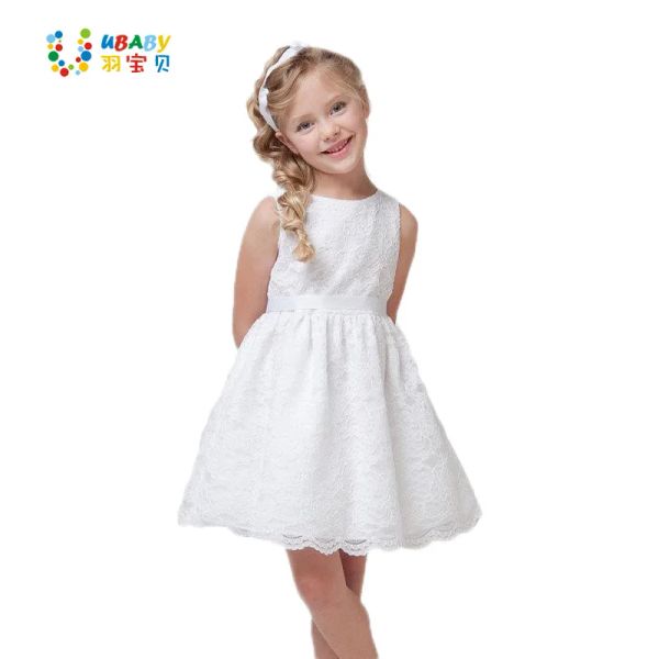 Платья летняя высококачественная детская одежда для подростков детской платье для девочек возраст 212 красивое кружевное платье для цветов белое маленькое девочки платье