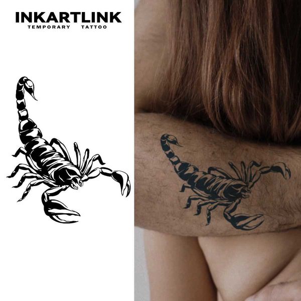 Tattoo Transfer Scorpion Temporäres Tattoo Aufkleber wasserdichte Magie Tattoo dauert 15 Tage gefälschte Tattoo Semi Permanent Tattoo 240426