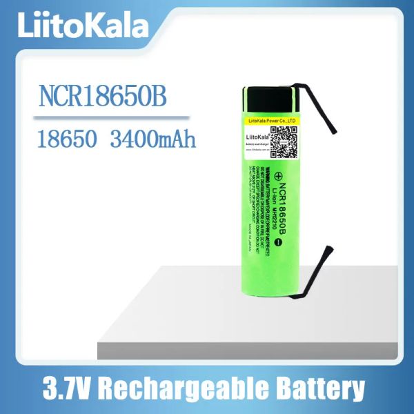 LIITOKALA 100% novo NCR18650B 3,7 V 3400 MAH 18650 LITHIUM BATERIA SOLDOR RECHARGELHA BATERIAS DE FLICHAÇÃO DE NICKEL