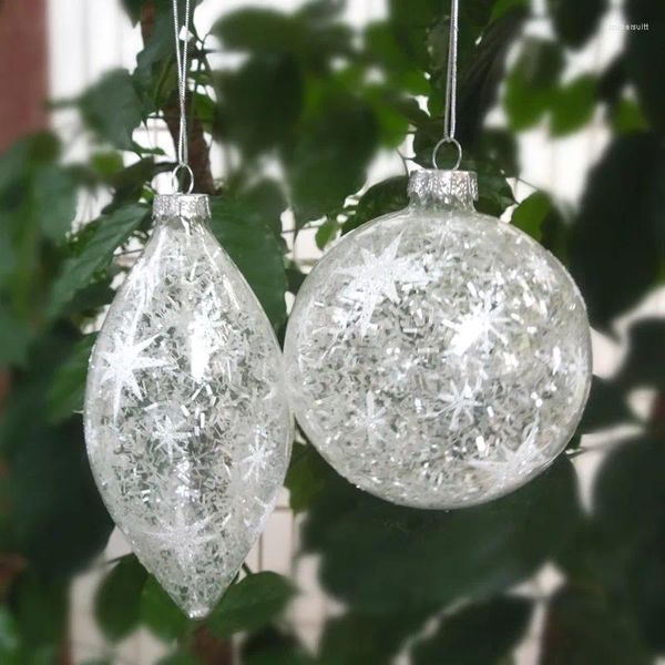 Decorações de Natal 8pcs/pacote de superfície desenho de vidro de vidro Ball ornamento de amizade de presente decoração de árvore de árvore pendurada globo