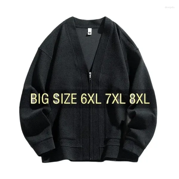 Giacche da caccia per uomo giacca tasche per maglione cardigan molla plus size 6xl 7xl 8xl oversize 2024 Black Zipper Crush Mash Business Simple Simple