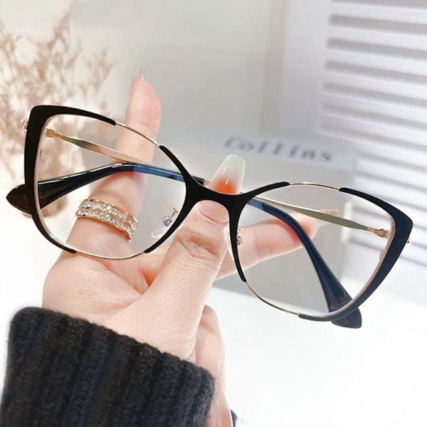 Sonnenbrillen Trendy Office Anti-Blau-leichte Brillen für Frauen Augenschutz Computerbrillen Mode klassische Metallrahmen optische Brille