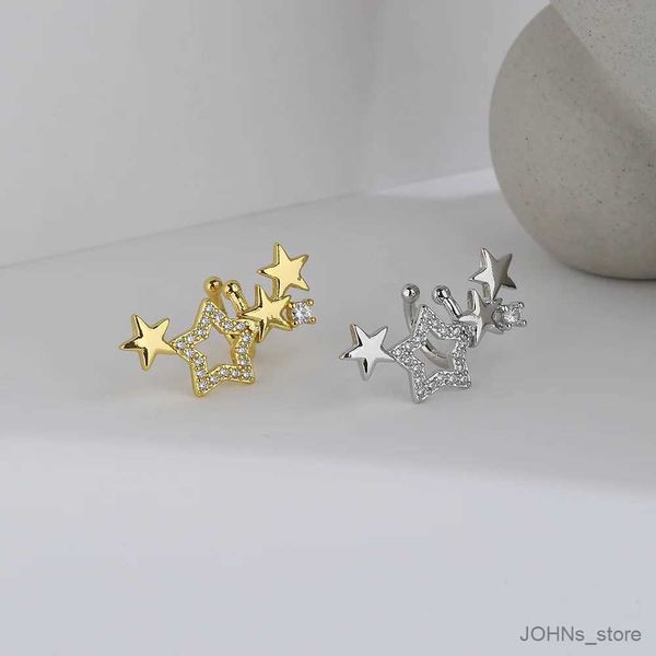 Charm 1PC glänzender großer kleiner Sternohr -Ohr -Manschettenclip an Ohrringen für Frauen Lady Delicate Hollow Star Zirkon Knorpel Clip Judenly kein Ohrloch