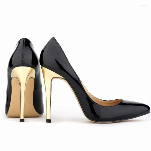 Отсуть обувь Женщины насосы заостренные пальцы ноги обнаженные шпильки сексуальные 11см женские высокие каблуки платформы лодыжка Gold Wedding Plus Plus 42