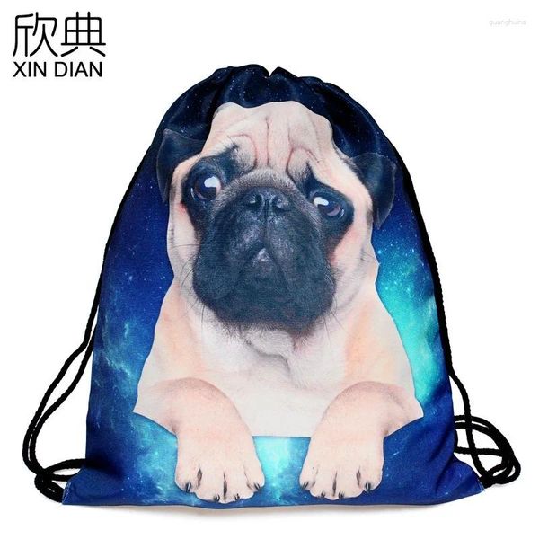 Pocket Pocket Euramerican Pug Style 3 D Printing Saco de espreguiçadeira Desejo Amazon Bordro transfronteiriço Receba uma mochila