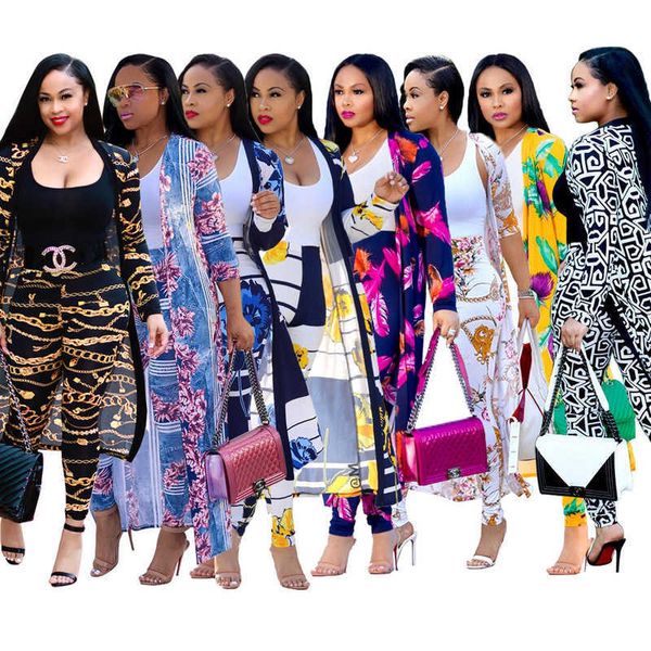 Novo conjunto de peças de designer conjunto de impressão africana elástica Bazin Baggy Style Style Dashiki Sleeve Famous For Women Casat and Leggings