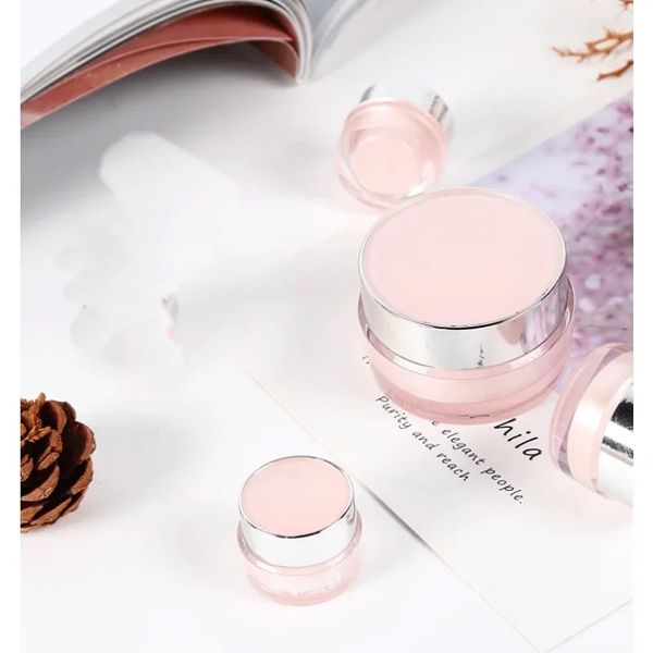 2024 Neues 5G/15G leerer Augen Gesichtscreme Jar Body Lotion Verpackung Flaschenweg Acryl rosa Behälter Kosmetische Make-up-Emulsions-Unterboote für