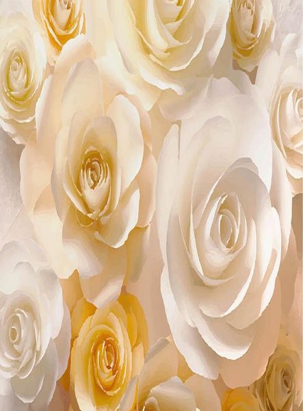 Personalizado de qualquer tamanho Modern White Rose Wallpaper Mural 3D Papel de parede 3D Papéis para o cenário de TV6992653