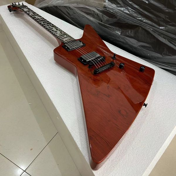 Irônico Metálico James Hetfield Kenneth Lawrence acolchoado Bubinga Top Brown Guitarra de mogno corporal Sun Ray Flame Inlay China EMG Pickups Black Hardware Black