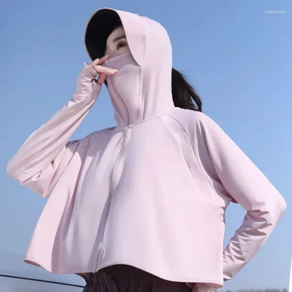 Kadın Ceketleri Kadın Nefes Alabilir Ultraviyole-Döşemeli Buz İpek Güneş Kremi Üst Kat Yaz Kadın Uzun Kollu Kapşonlu Şal Ceket