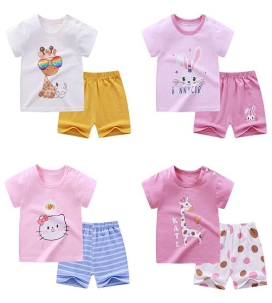 set neonato carino stampa di cotone soft boys abiti da ragazza 2pcs baby pigiamas unisex kids abbigliamento set 2103096215600