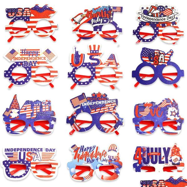 Máscaras do partido American Independence Day Glasses JY 4th National Decoration Acessórios USA Stars and Stripes Frames Drop Home DHHVK