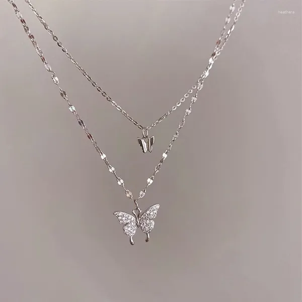 CHOKER 2024 Shiny Butterfly Necklace Ladies Exquisite Double Clavicle Chain Gioielli per regalo