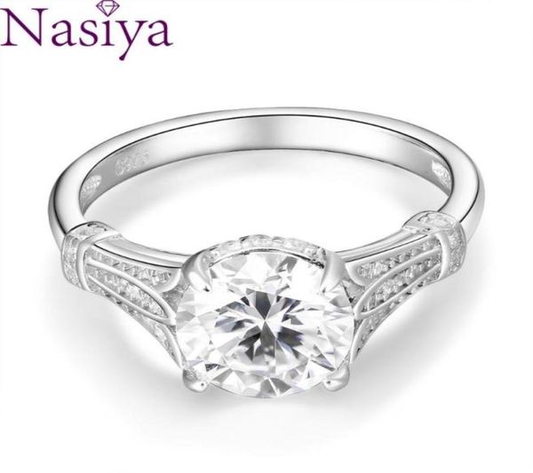 Ringos de cluster Vintage Style S925 Sterling Silver Wedding Ring de 65mm Moissanite Diamond Engagement Round Solitaire para Women4465954