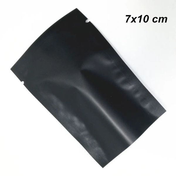 7x10 cm Mat Siyah 300 PCS Açık üst alüminyum folyo vakum ısı mühür paketleme torbaları vakum mylar folyo gıda valfi Isı contası Koşusu için