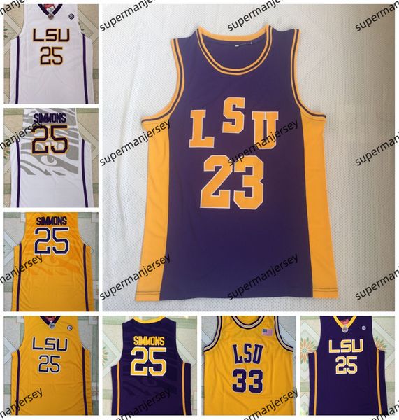 Сшитые NCAA Vintage College Basketball Jerseys 23 Pete Maravich LSU Tigers Ben 25 Simmons #33 Yellow 20 Montverde Academy Jersey High School S-4XL 2024