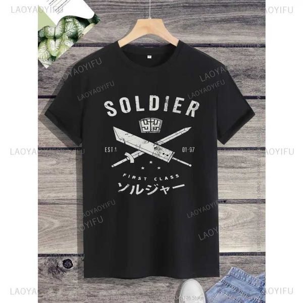 Erkek Tişörtleri Klasik Sıradan Shinra Company Erkekler Baskı T-shirt Final Fantasy Sephiroth Asker O-Neck Oyunu Kısa Slve Sıcak Satış T240425