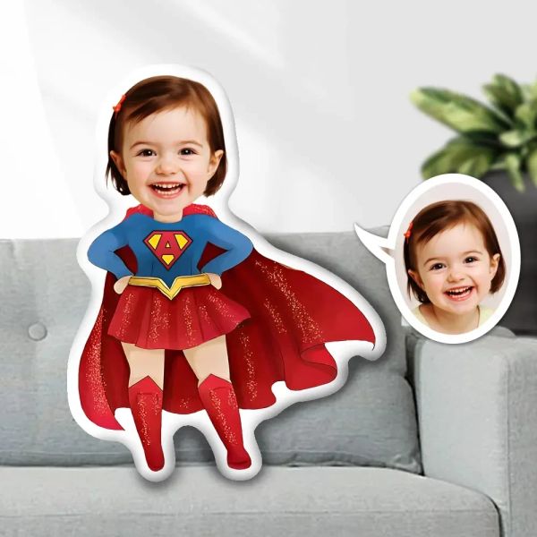 Pillow Minime Kissen Mädchen Kissen Puppen Foto Face Customized Kissen kreative Geschenkspielzeug personalisierte Superhelden Hexe