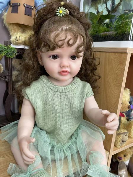 Puppen NPK 55 cm Ganzkörper weiches Silikon lebensechte Real Touch Reborn Baby Girl Schönes Betty mit kleinen welligen Haaren Kleinkind Prinzessin Puppe